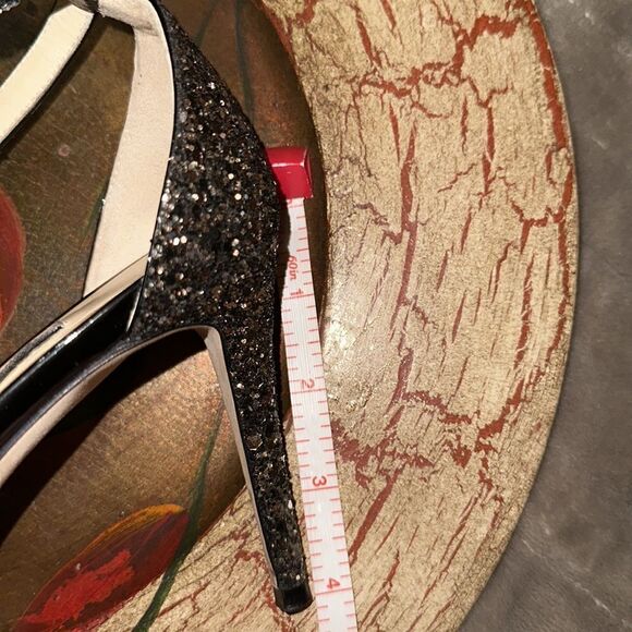 Jimmy Choo 11/41 Emily 85 Bronze Mix Midnight Coarse Glitter Heels Sandals - Picture 16 of 17